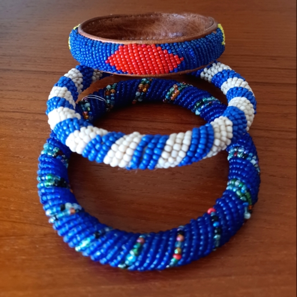 3 beaded bangle bracelets
